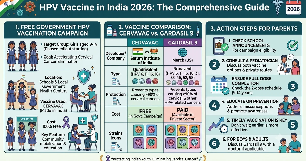 HPV Vaccine in India 2026: The Free Government Campaign, Cervavac vs Gardasil, and What Parents Should Do